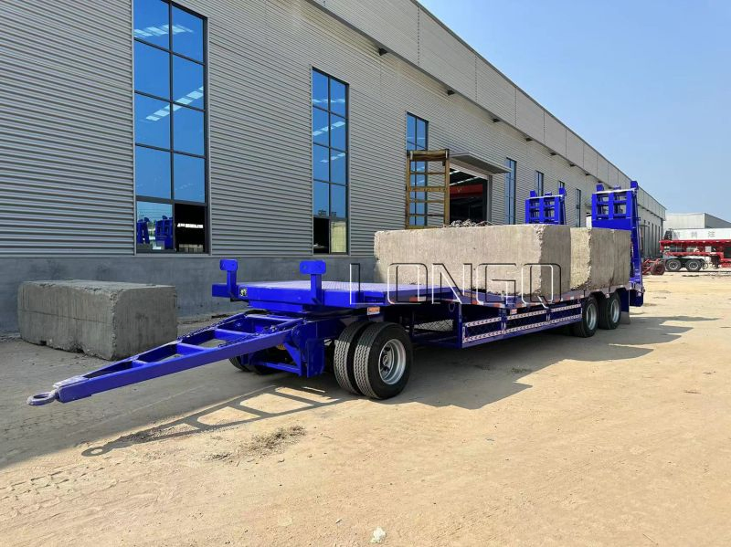 Good Price Heavy Duty 2/3 Axle Flatbed Drawbar Lowboy Full Low Boy Low Loader Drawbar Lowbed Low Bed Truck Semi Trailer