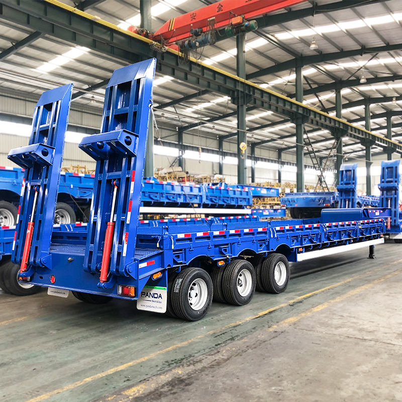 Hot Sale 3 Axle 40 75 Ton Tri Axle Double Drop Deck Lowbed Loader Semi Trailer Low-Loader for Sale