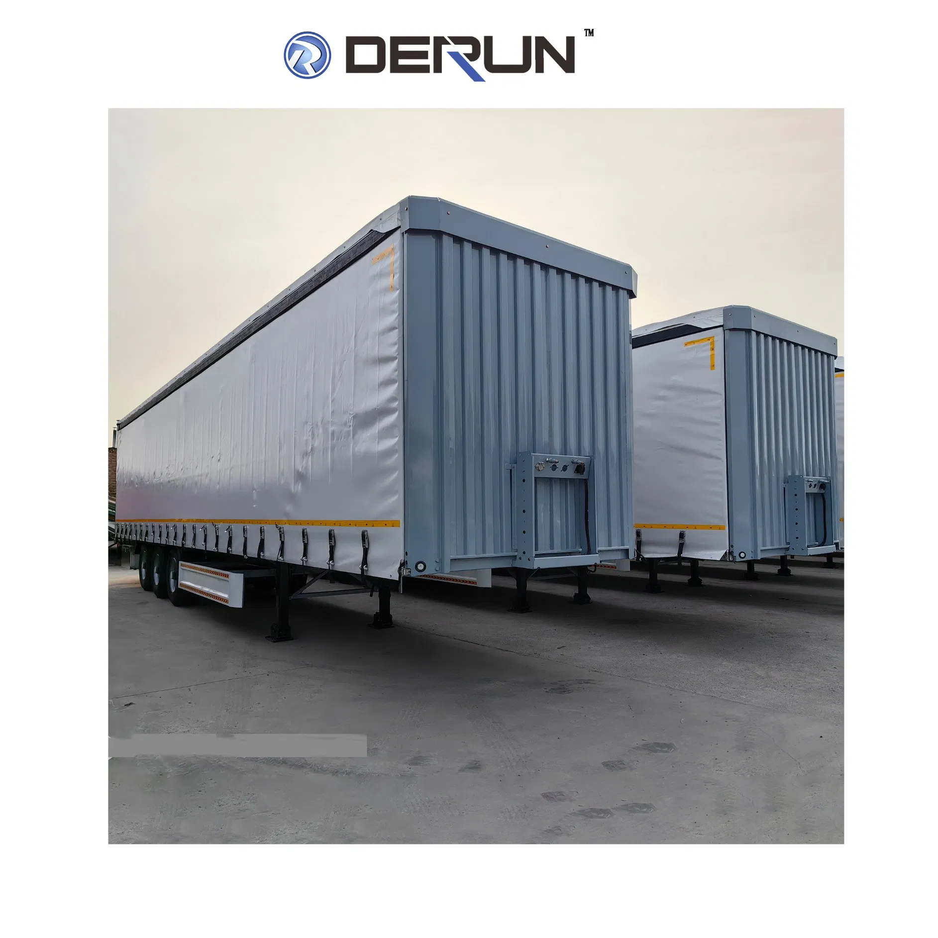 Derun 3 Axle 60 Tons Cargo Transport Trailer Dry Van Box Side Curtain Semi Trailer for Sale