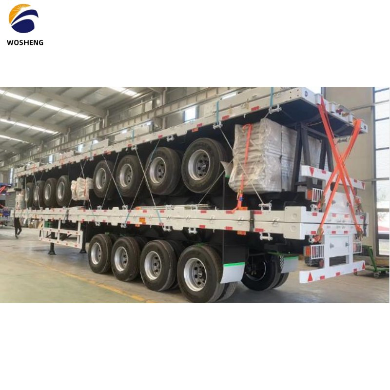 Wosheng Factory Heavy Truck 40FT Flatbed Cargo Shipping Side Loader Container Transport Skeletal Chassis Tractor Semi Truck Trailer