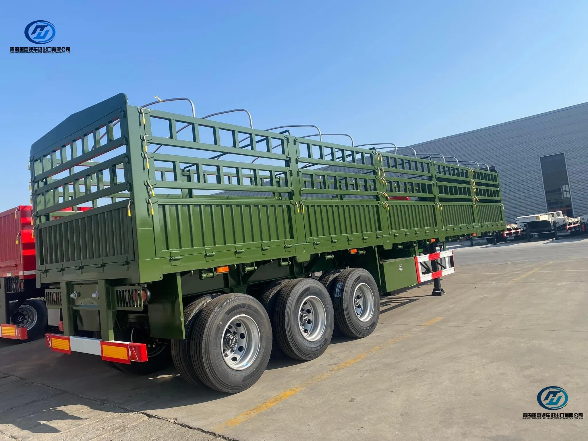 3 Axle 60 80 Ton Fence Livestock Animal Cattle Stock Cargo Transport Fence Truck Semi Trailer Fence Truck Trailer