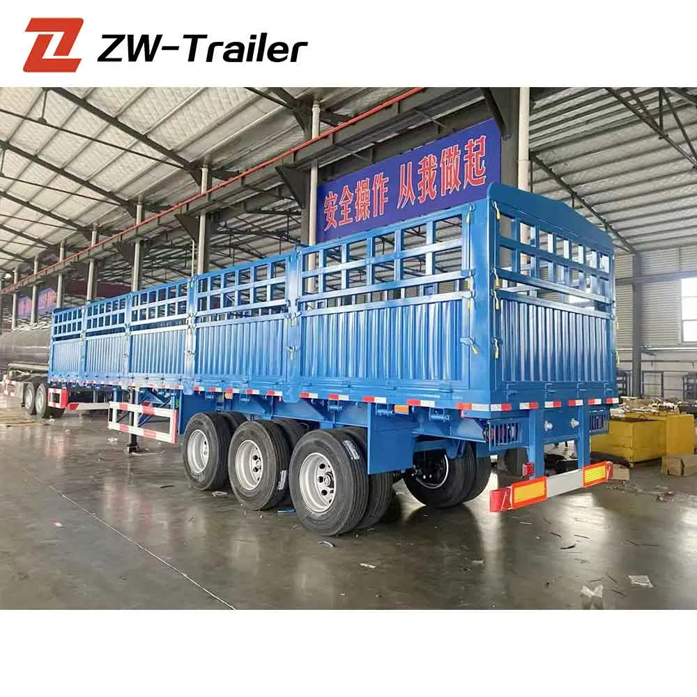 3 4 Axle 30 50 60ton Livestock Stake Heavy Duty Bulk Transport Semi Truck Fence Cargo Semi Trailer