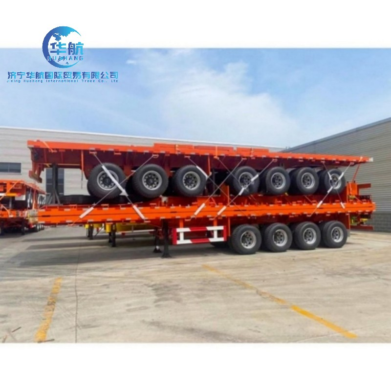 25 Foot Gooseneck Flatbed Semi-Trailer for Logging Wood Flat Bed Platform Trailer for Sale