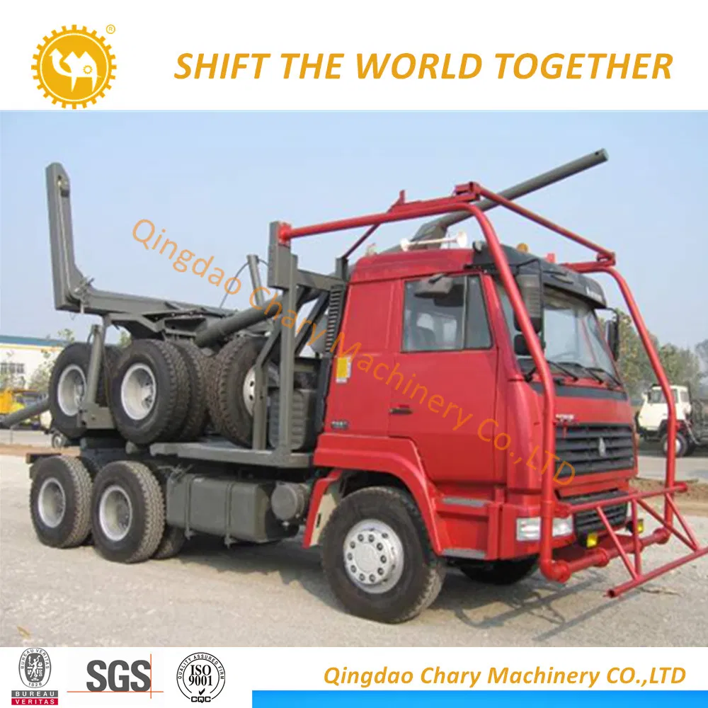 Timber Transport Wagon Wood Lumber Log Loading Flatbed Semi Trailer with Steel Pipes