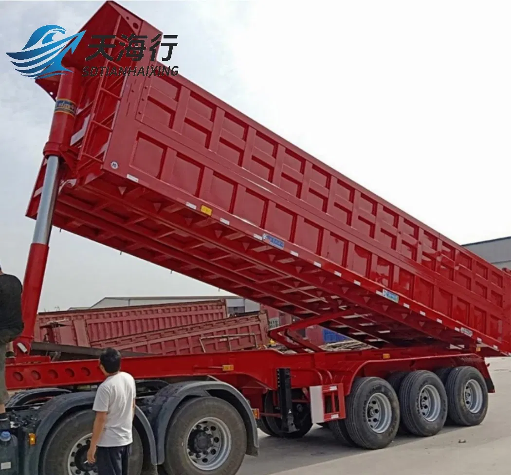 Cheap Price 3-Axles Semi-Trailer Steel Rear Dump Tipper Dumper with Side Tipping for Truck Use