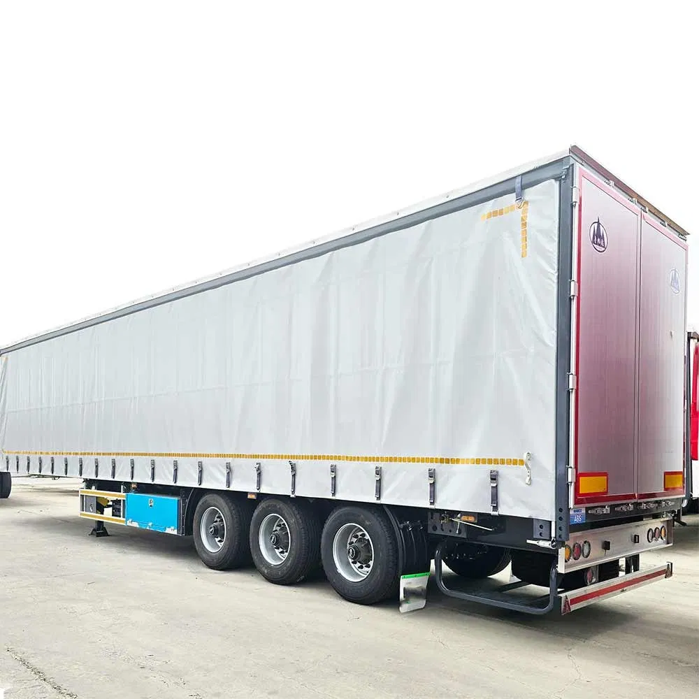 3 Axles 40FT PVC Tarpaulin Tautliner Dry Van Box Beverage Side Curtain Semi Trailer with 12r22.5 Tyre Steel Truck Trailers