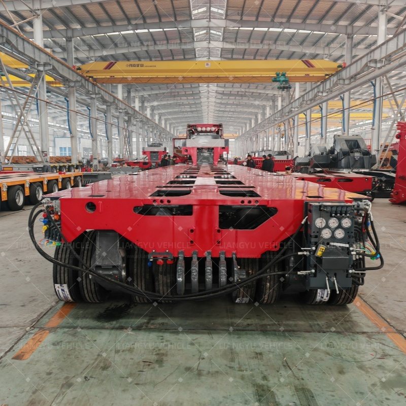 Multi Axles Gooseneck Lowbed Lowboy Truck Semi Trailer 100t -300t Self-Propelled Modular Low Flat Bed Platform Truck Trailer for Heavy Duty Transport Trailer