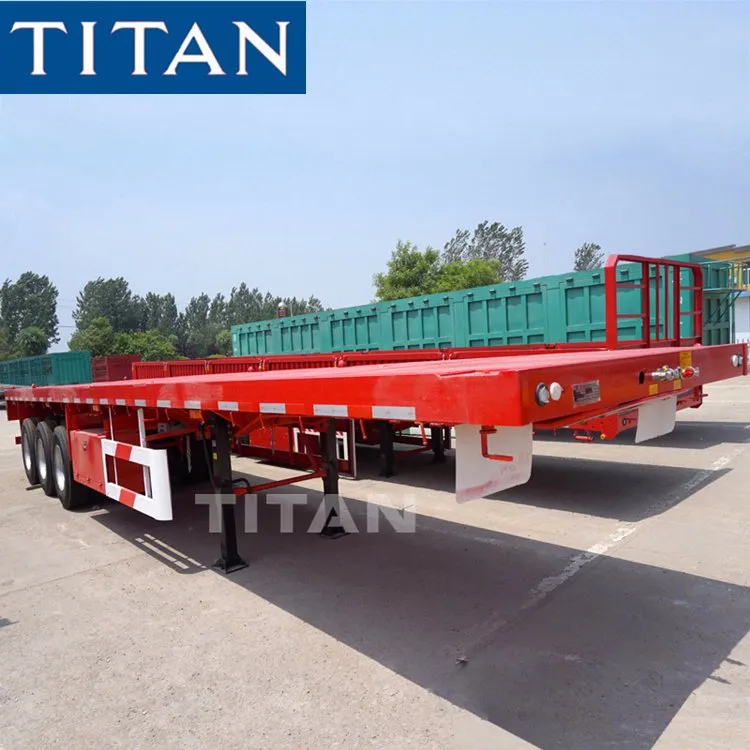 (Spot Discount) China 3/Tri Axles 60 Tons 20/40 Foot FT Container Shipping Flat Deck High Bed Platform Triaxle Flatbed Truck Semi Trailer for Sale Price