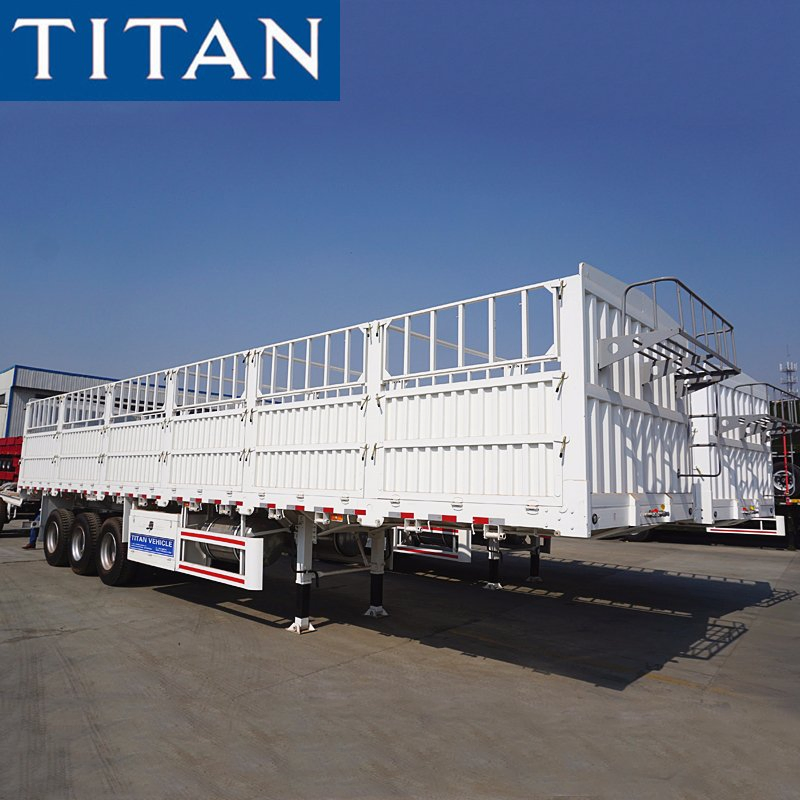 Titan 50 Tons 3 Axles Fence Cargo Livestock Transport Semi Trailer for Sale