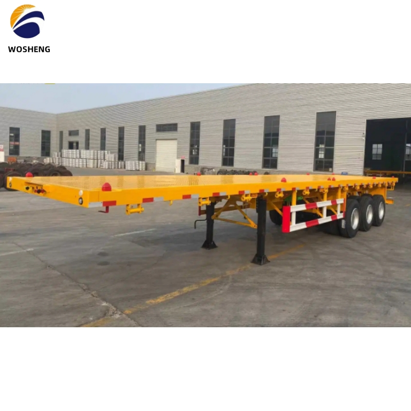 Wosheng Factory Heavy Truck 40FT Flatbed Cargo Shipping Side Loader Container Transport Skeletal Chassis Tractor Semi Truck Trailer