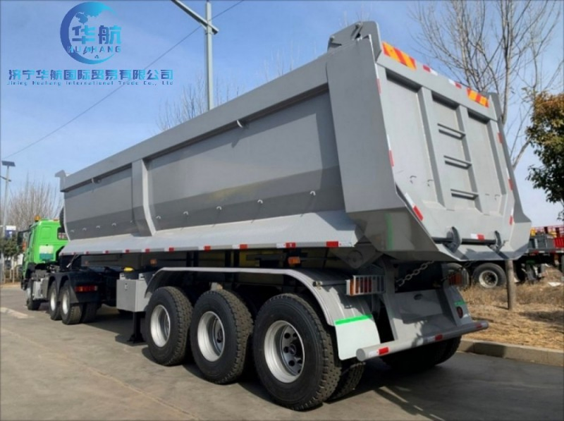 3/4 Axles 80 Ton Container Van Type Agricultural Grain Side Tipper Dump Semi Trailer