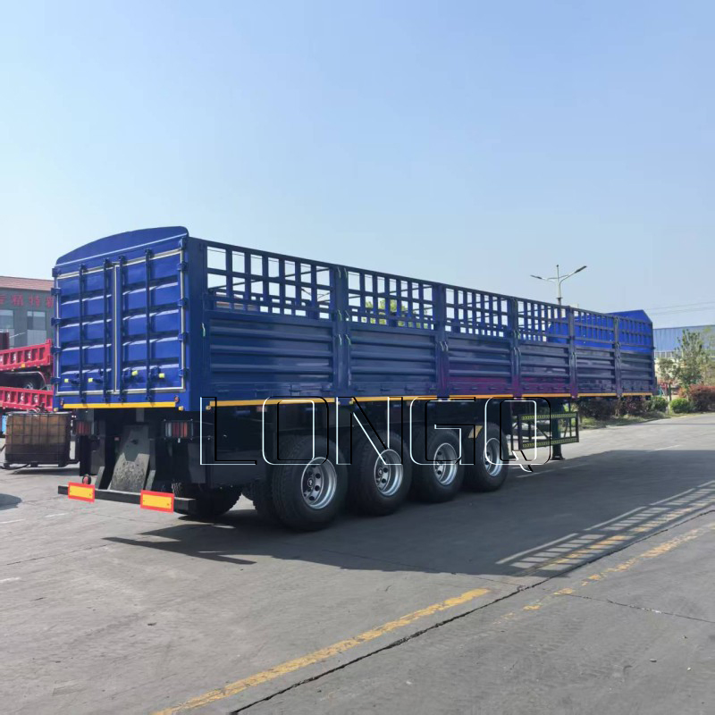 3/4 Axle 40-100tons Heavy Duty Flatbed Livestock Trailer Side Wall Semi Trailer Bulk Cargo Transport Stake Fence Truck Trailer