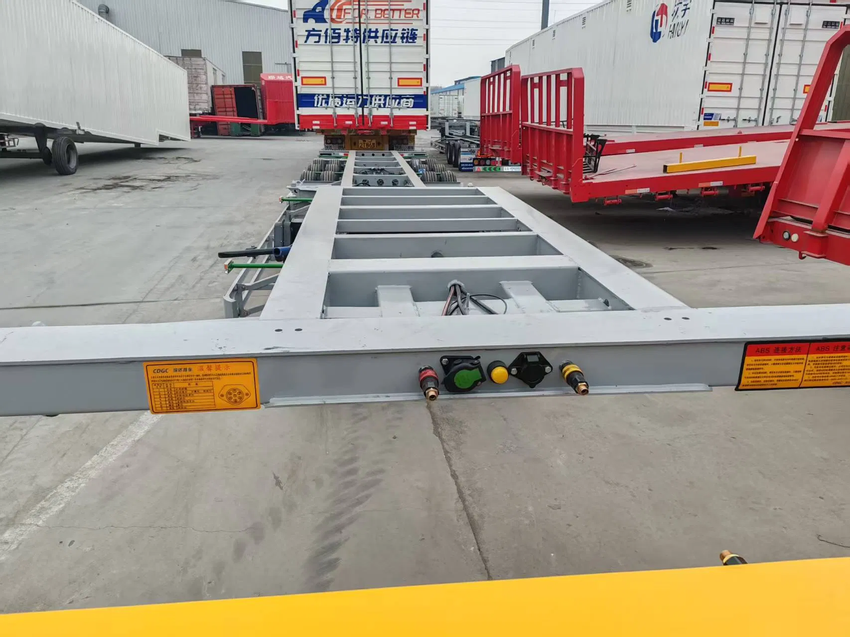 3 /4 Axle 20FT 40FT ABS Anti-Lock Braking System Skeleton Semi Trailer