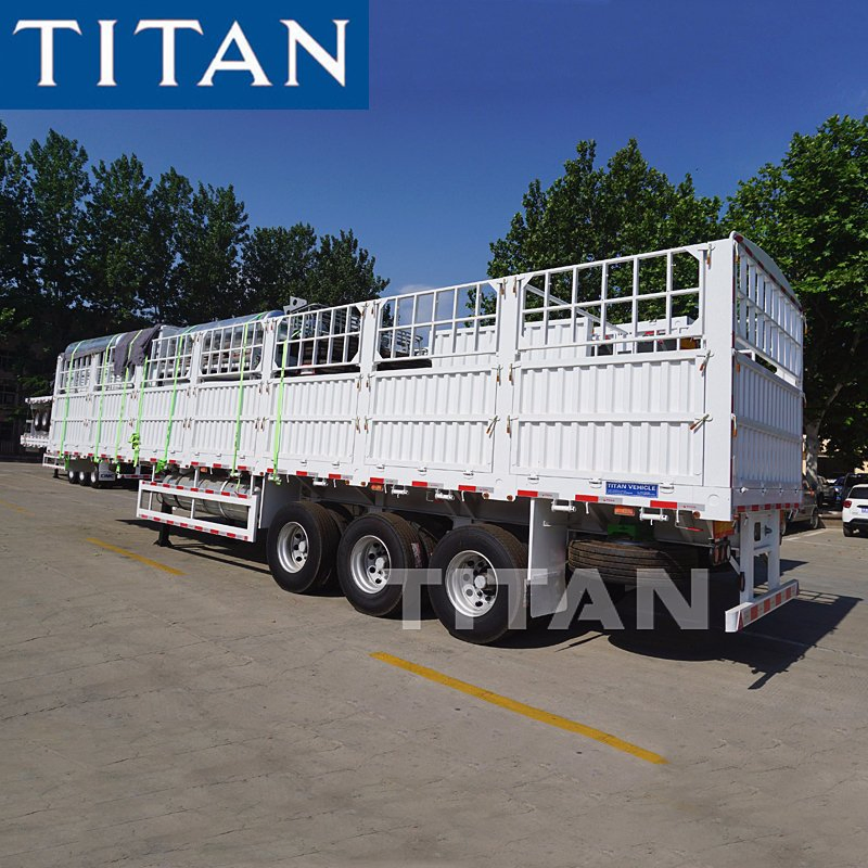 Titan 50 Tons 3 Axles Fence Cargo Livestock Transport Semi Trailer for Sale