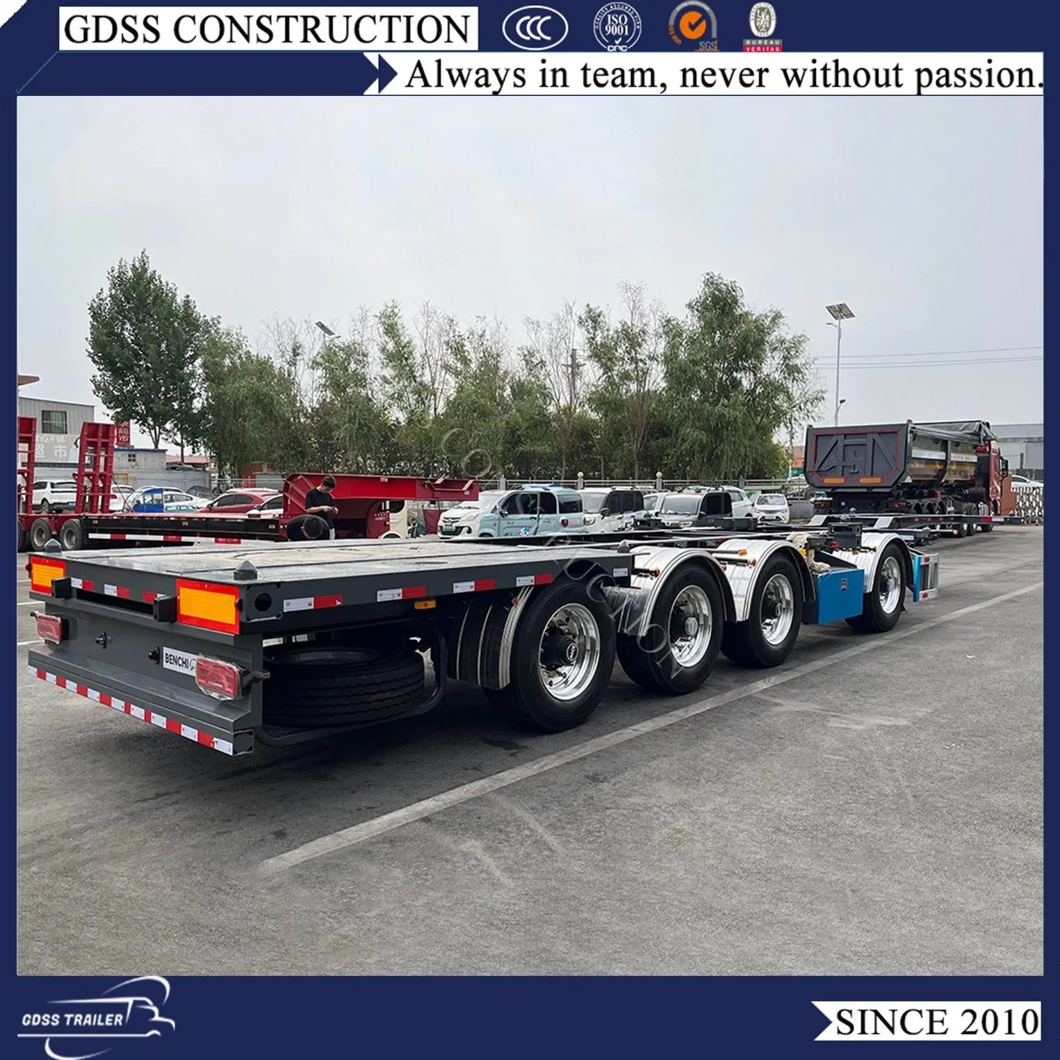 Three Fuwa Axles Container Chassis Frame 40FT Semi Trailer