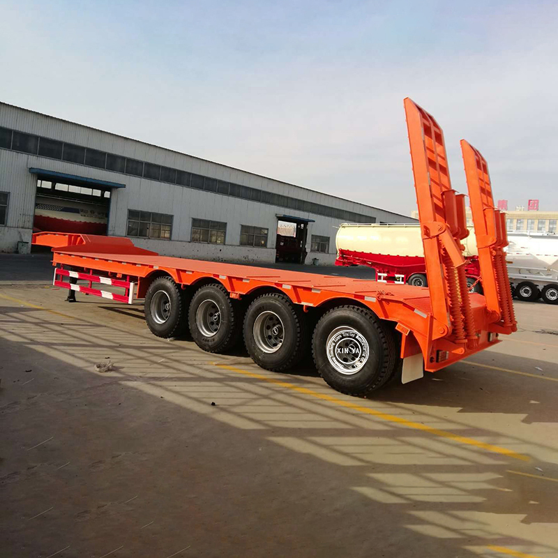 Heavy Duty 3 Axis 50 Ton Gooseneck Lowbed Trailer Hydraulic Low Boy Semi Trailer Low Bed Trailer Low Loader/Lowboy with Ramp