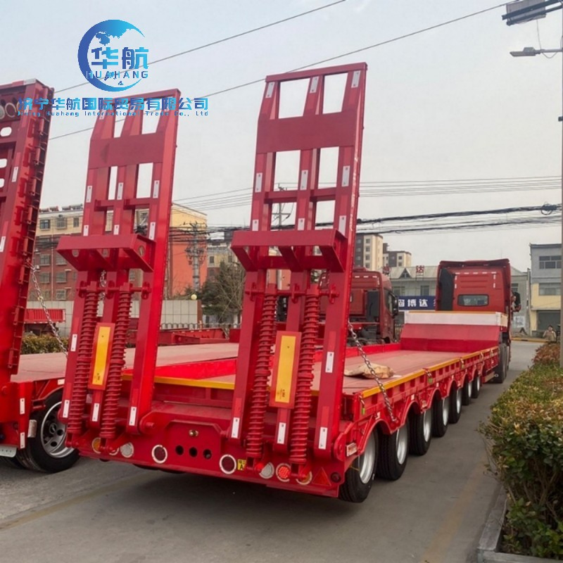 Gooseneck Heavy Duty Trailer Extendable 4 5 Axle Lowbed Long Heavy Duty Steel Low Bed Semi Trailer for Trailer Transport
