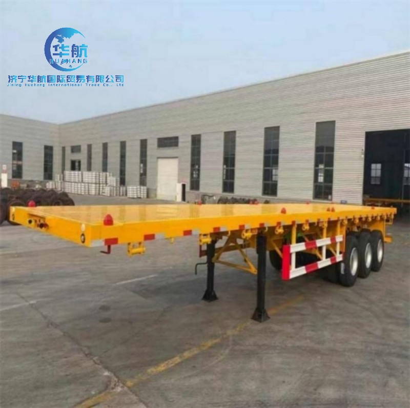 25 Foot Gooseneck Flatbed Semi-Trailer for Logging Wood Flat Bed Platform Trailer for Sale