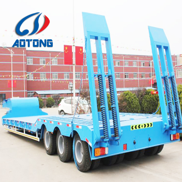 Double Axle Drop Deck Semi Trailer, 30 Ton Low Flatbed Trailer Design for Sale