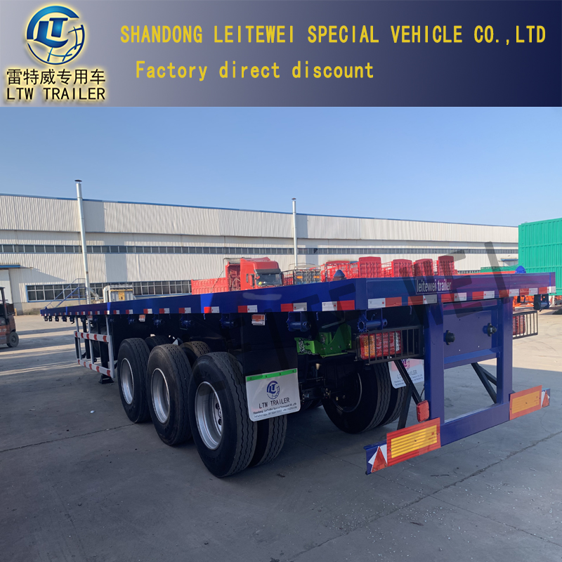 3/4axles 60 Tons 20/40 FT Container Shipping Flat Deck High Bed Platform Flatbed Truck Trailer Semi Trailer