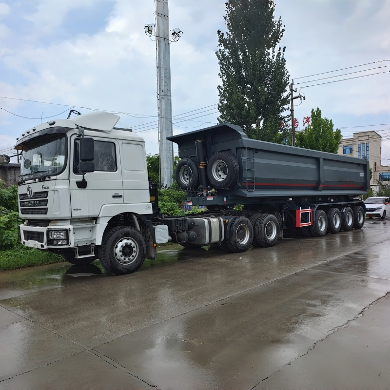 2 3 4 Axles 32 Cbm 42 Cbm Rear Dump Trailer / Rear Tripper Trailer Hydraulic Cylinder for Sand Stone Transport Fuwa BPW Axles Heavy Duty Tipper Semi Trailer