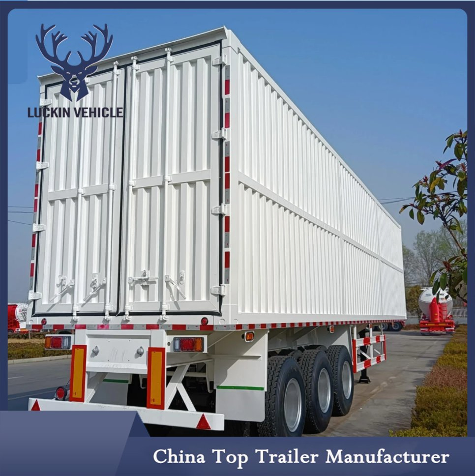 China Low Price Side Curtain Trailer Best Selling 3 Axle Enclosed Cargo Dry Box Van Semi Trailer 12m Long 12 Wheels Cargo Transportation