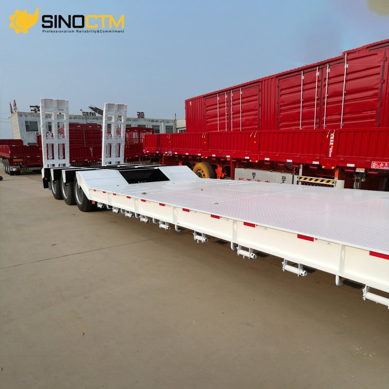 3 Axle 80 Tons Extendable Lowboy Loader Lowbed Low Bed Truck Semi Trailer for Africa