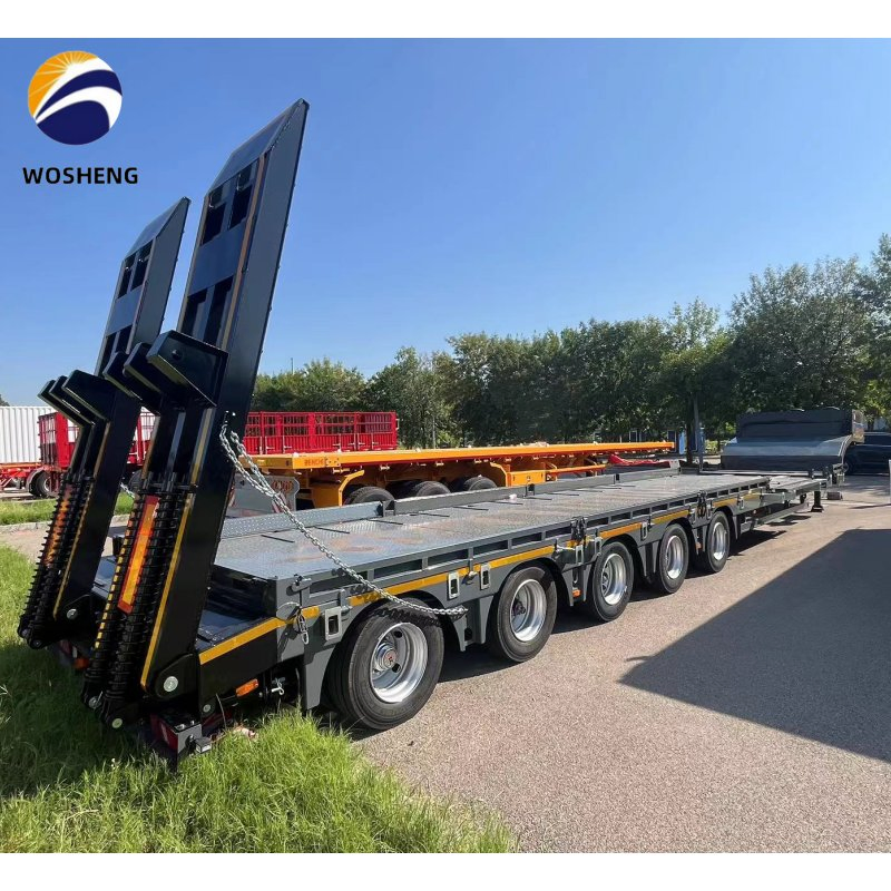 Best Selling 3/4/5/6/7/8 Axle 80t100tons Stretchable Gooseneck Hydraulic Ramp Low Loader/Lowbed/ Lowboy Low Bed Truck Trailer for Earth Mover Transport