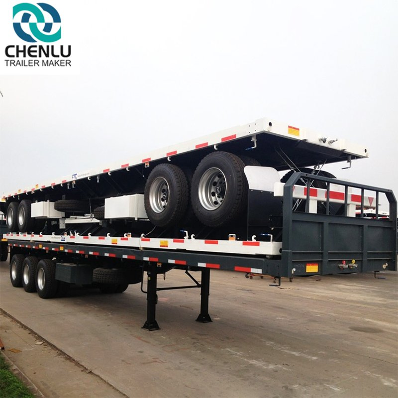 African Heavy-Duty Three-Axle, Four-Axle, 40-Ton, 60-Ton, 80-Ton Cargo Container Transport Flatbed Trailers and Flatbed Semi-Trailers