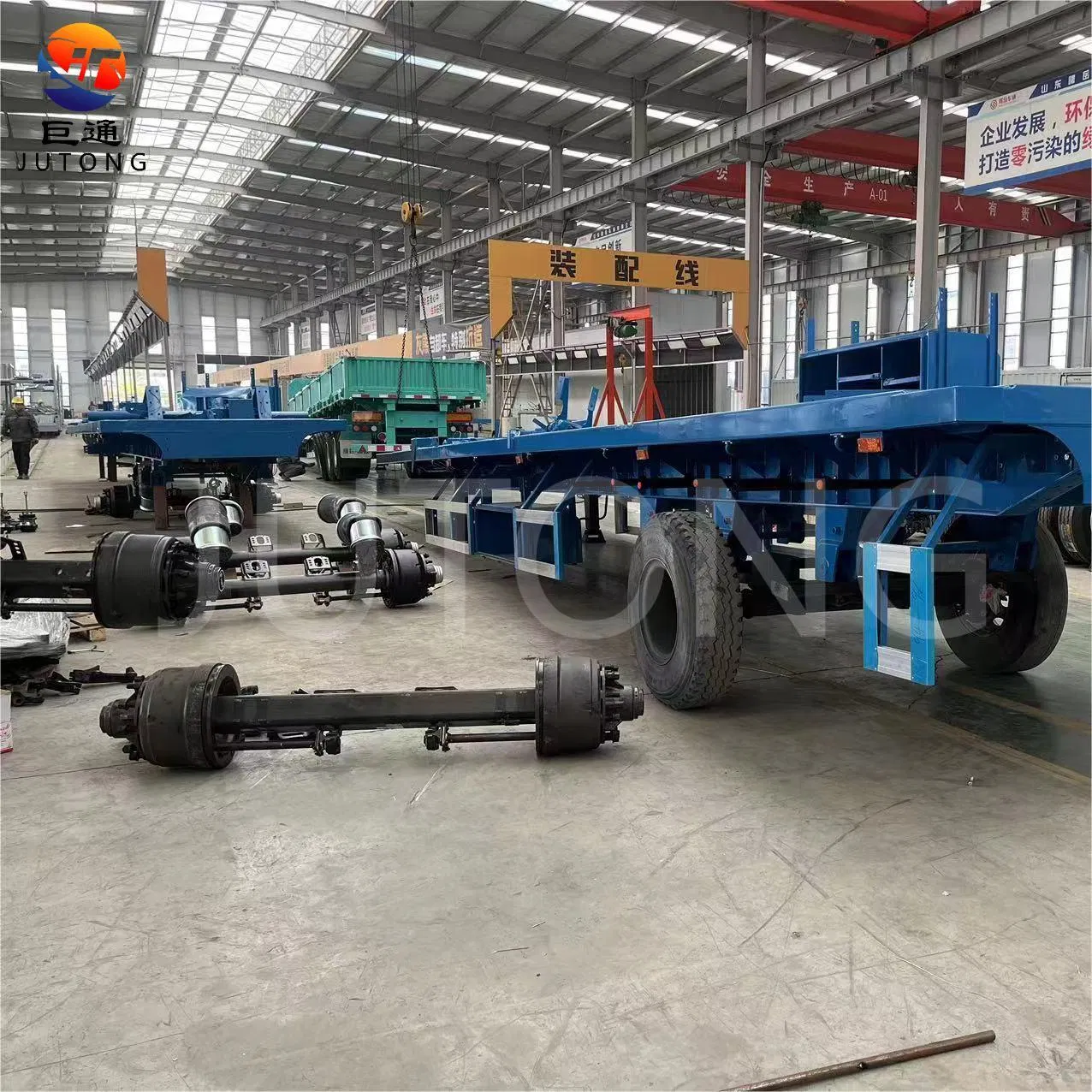 High Load Capacity 3 Axle 40FT Flat Bed Chassis 40 Ton 60 Ton Flatbed Container Semi-Trailer