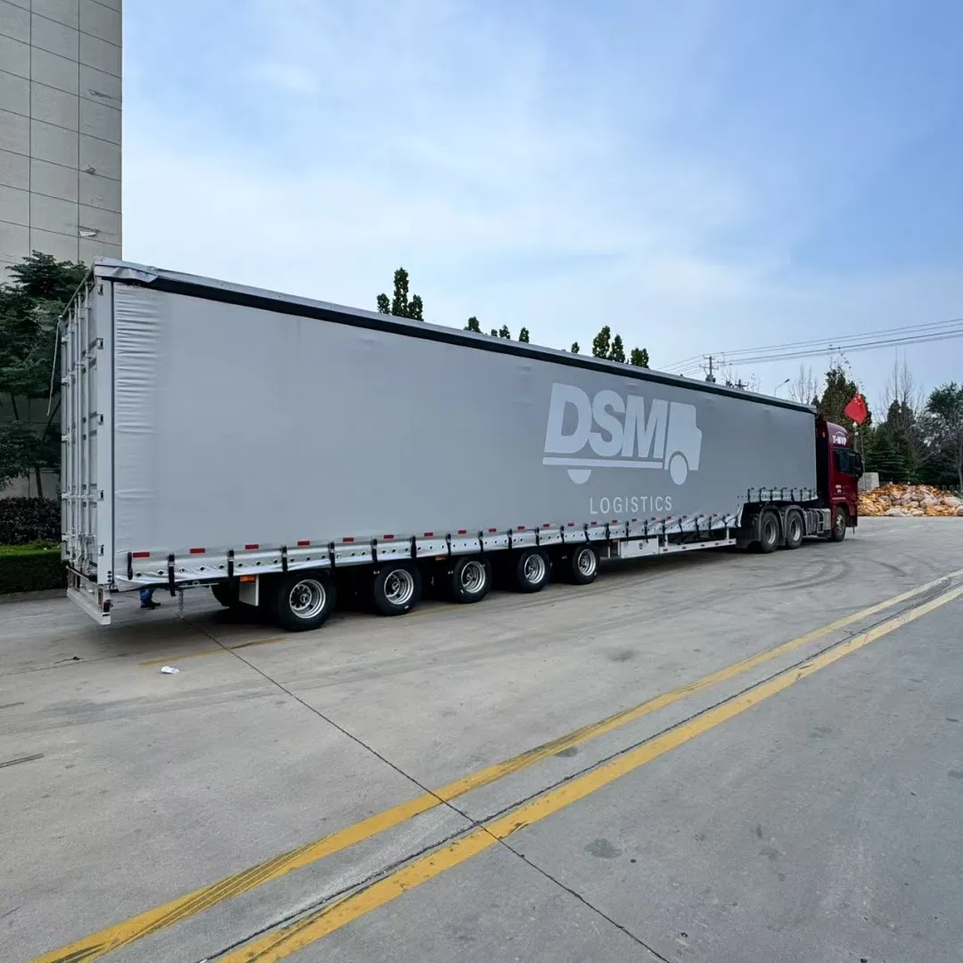 60-100 Tons Cargo Transport Semi-Trailer 5 Axle Dry Van Box Side Curtain Steel Material on Sale