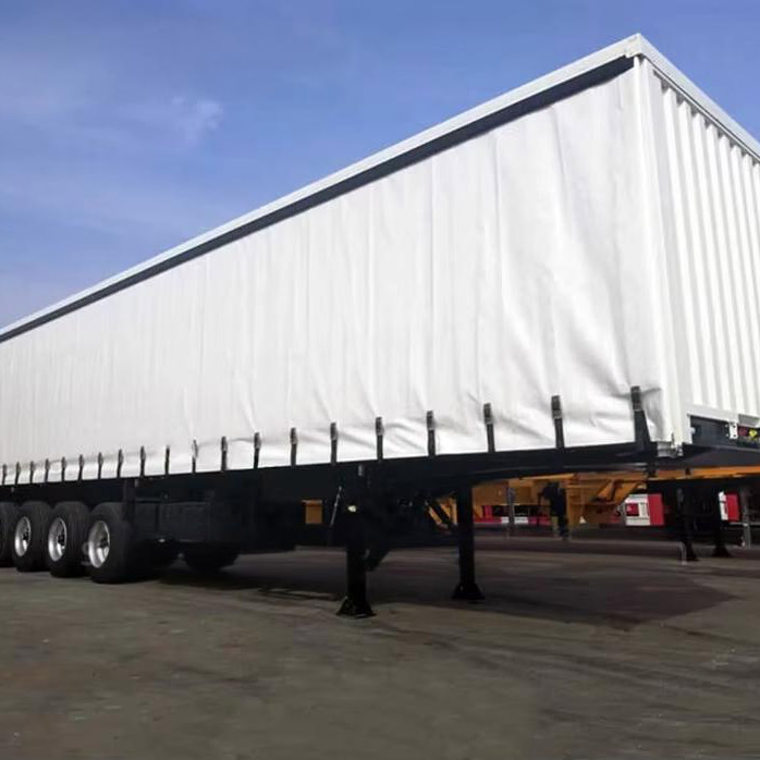 Super Sale Van Box Body Semi Truck Towing Curtain Side Tarpaulin Trailer 3 Axles Van Body Truck Semi Towing PVC Material Curtain Trailer