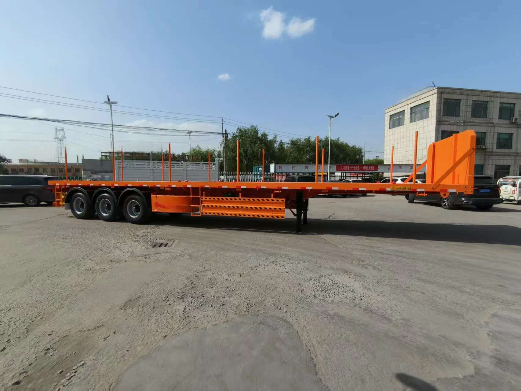 2axles 3axles 4axles Timber Logging Transport Platform Flatbed Flat Bed Side Posts Pipes Semi Trailer