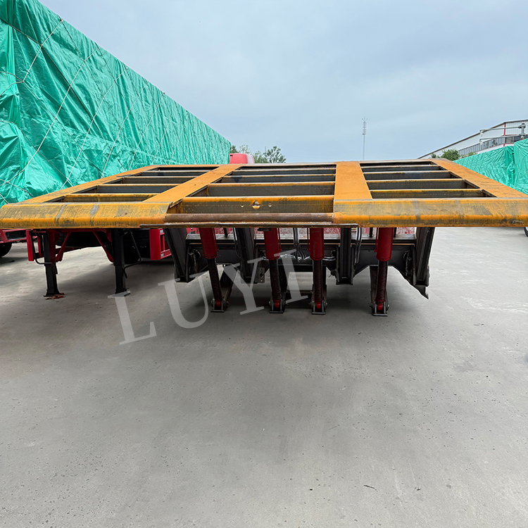 4 Axle 100t Low Bed Truck Trailer for Transporting Large Equipment Machinery Hydraulic Folding Heavy Duty Low Bed Semi Trailer
