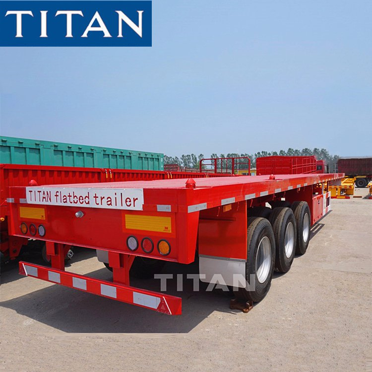 (Spot Discount) China 3/Tri Axles 60 Tons 20/40 Foot FT Container Shipping Flat Deck High Bed Platform Triaxle Flatbed Truck Semi Trailer for Sale Price