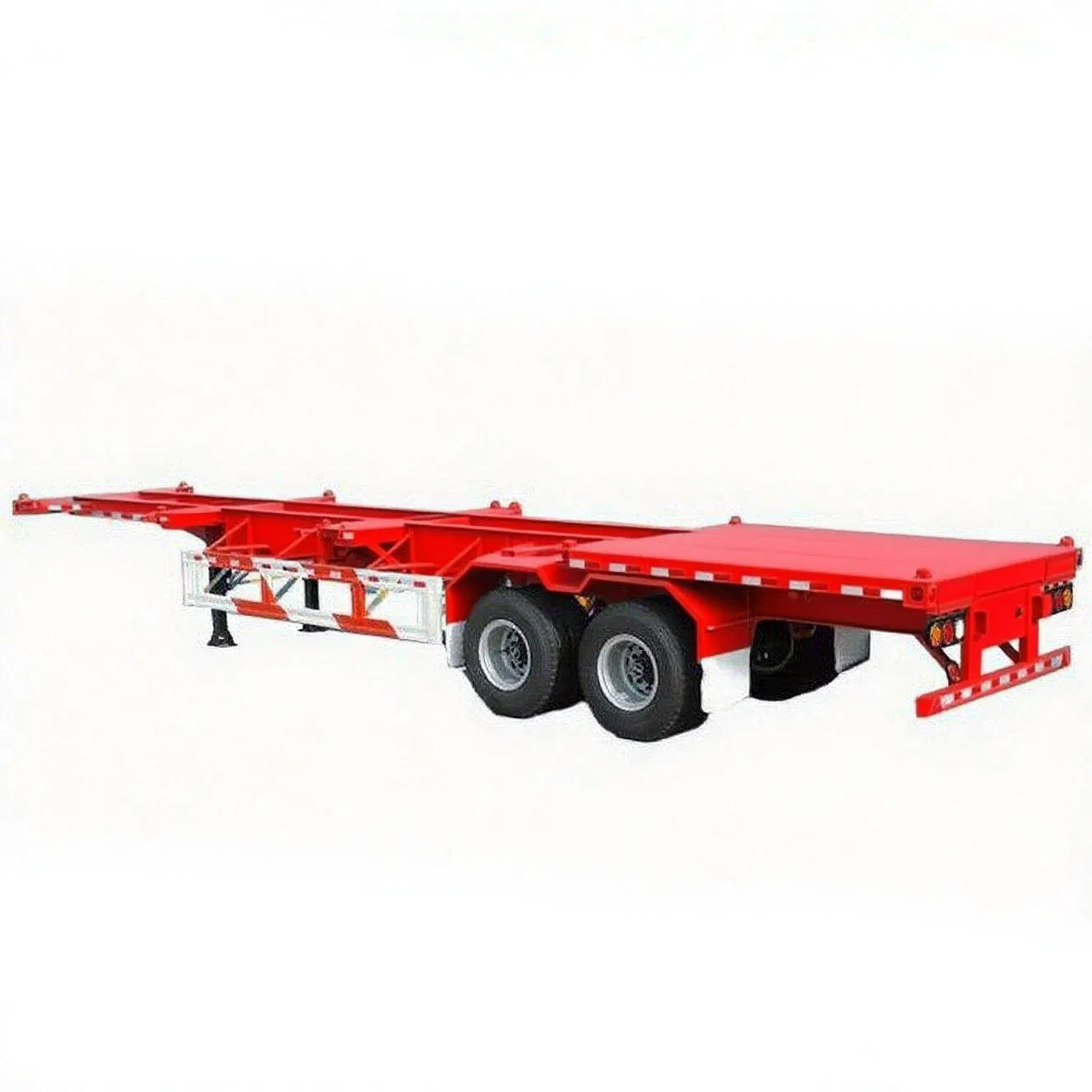 Heavy-Duty 4 Axle Skeleton Semi Trailer with 80 Tons Capacity and Double Drop Design for Low-Height Cargo Transport