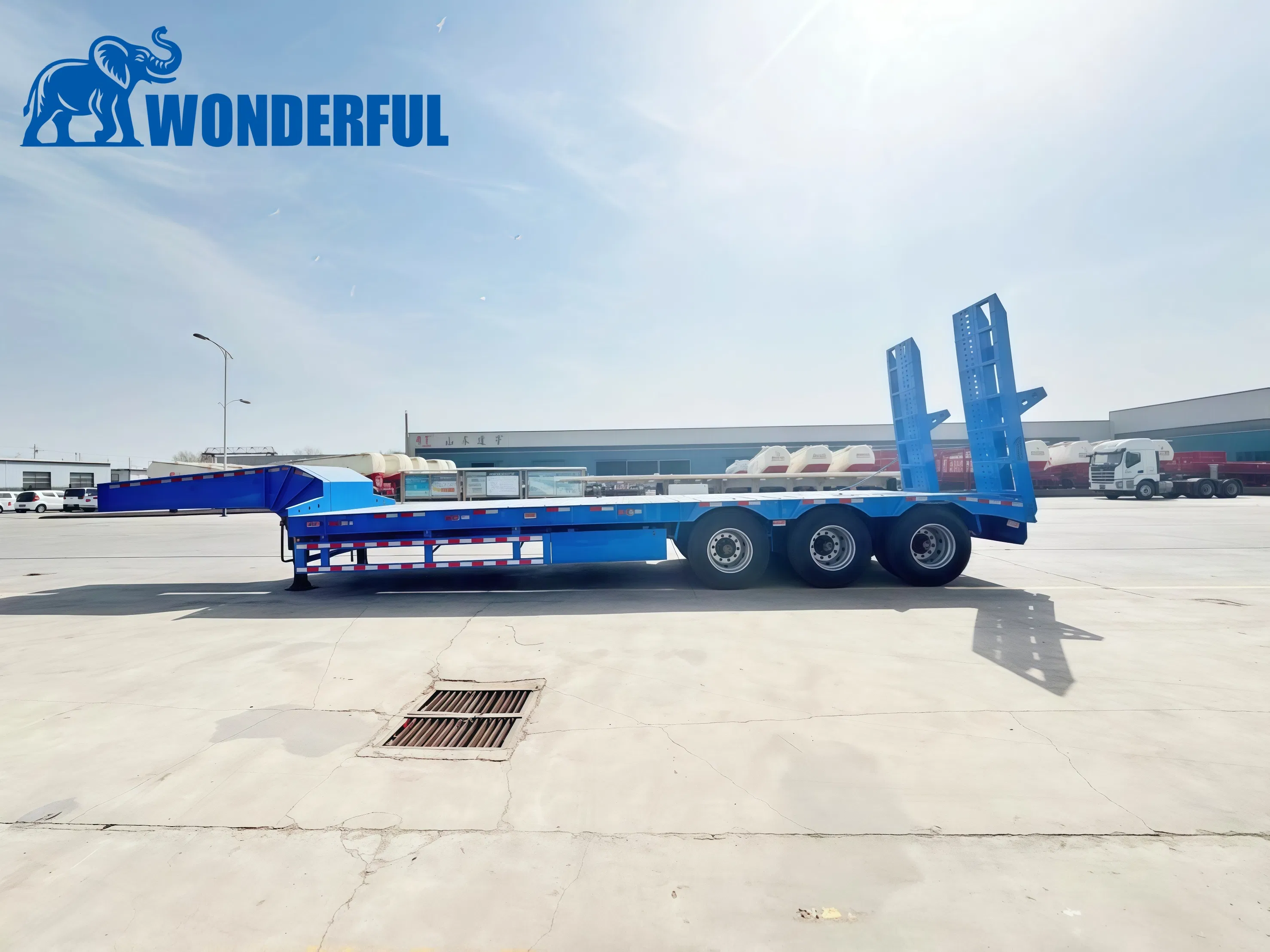 90tons Gooseneck 4 Axle Extendable Drop Low PRO Step Deck Over Dimensions Double Container Cattle Loader Beavertail Lowboy Low Deckover Profile Bed Semi Trailer