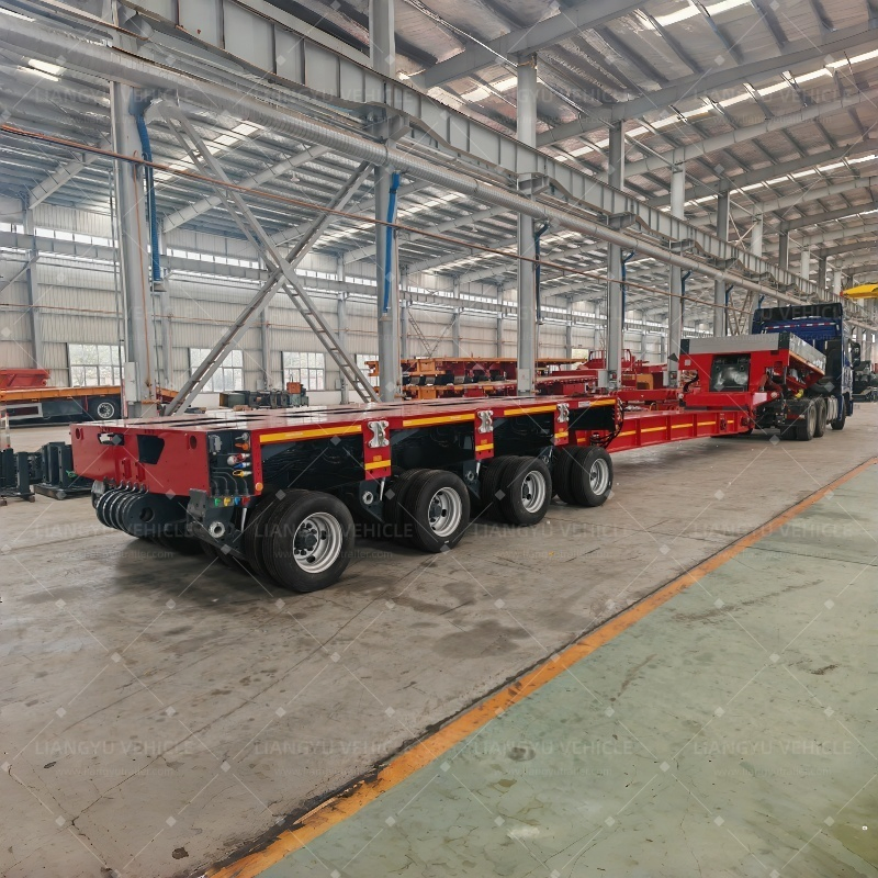 Multi Axles Gooseneck Lowbed Lowboy Truck Semi Trailer 100t -300t Self-Propelled Modular Low Flat Bed Platform Truck Trailer for Heavy Duty Transport Trailer