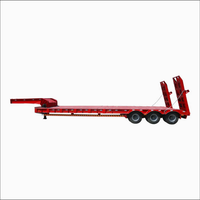 Good Quality 3/4/5 Axle 40/60/80ton Heavy Duty Gooseneck Hydraulic Ramp Low Loader/Lowbed/ Lowboy Low Bed Trailer Truck Semi Trailers for Excavator Transport