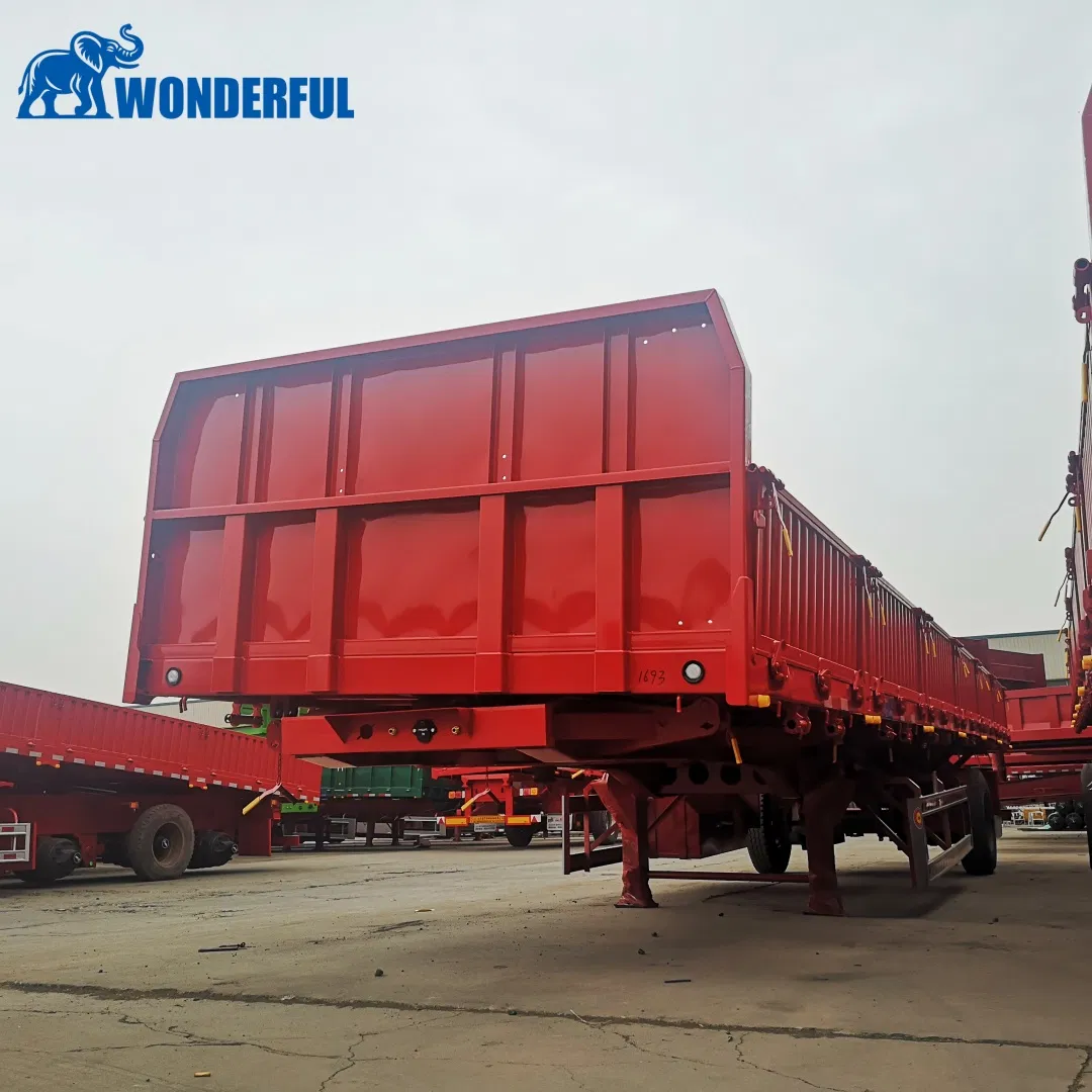 Multi Axles Dropside Double Fence Tri-Axle 34 Ton Fifth Wheel Specs Semi Remorques Pickup Operation Dump Cargo Transport Truck High Drop Side Tipper Trailer