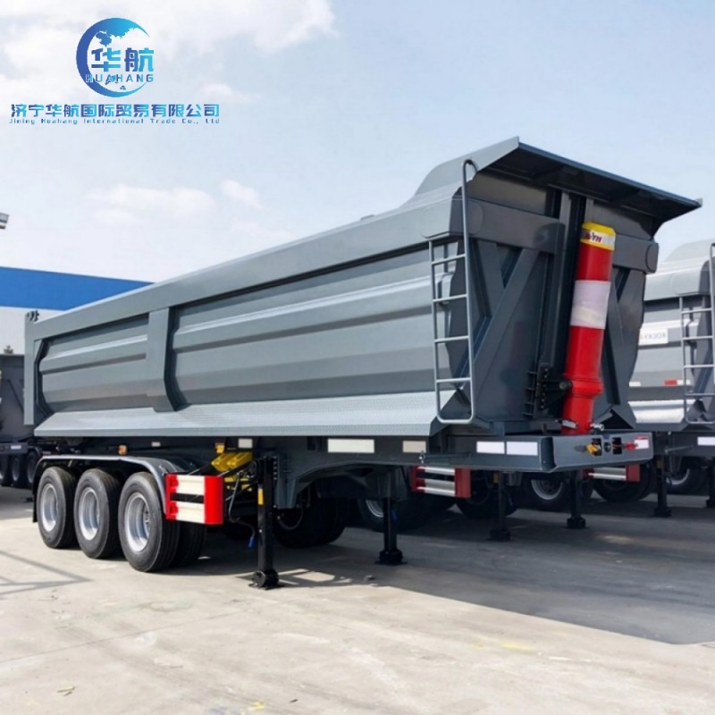 3/4 Axles 80 Ton Container Van Type Agricultural Grain Side Tipper Dump Semi Trailer