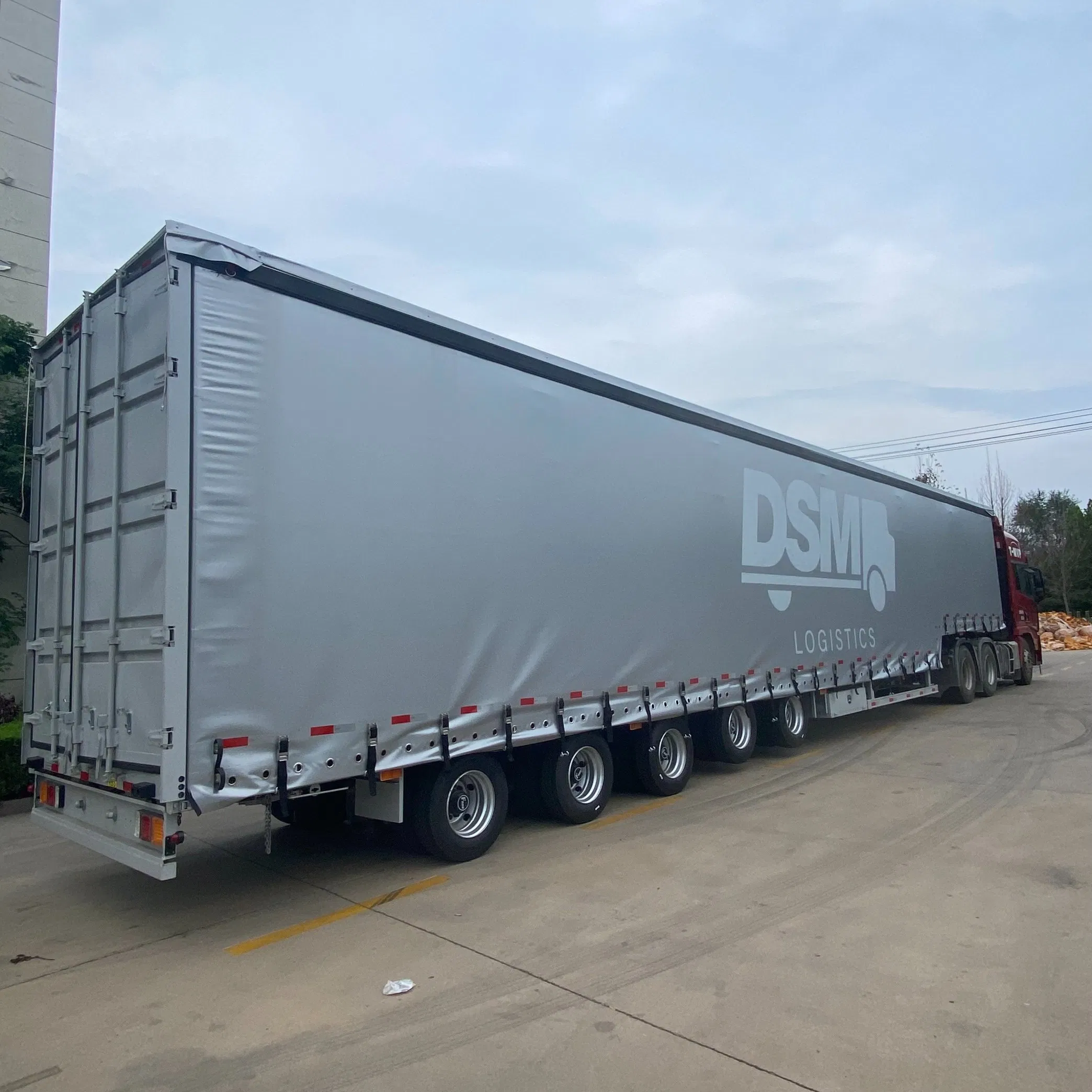 45FT 3 Axle 40ton Cargo Box Dry Van PVC Fabric Water-Proof Curtain Side Truck Semi Trailer with BPW Air Suspension for Russia Market