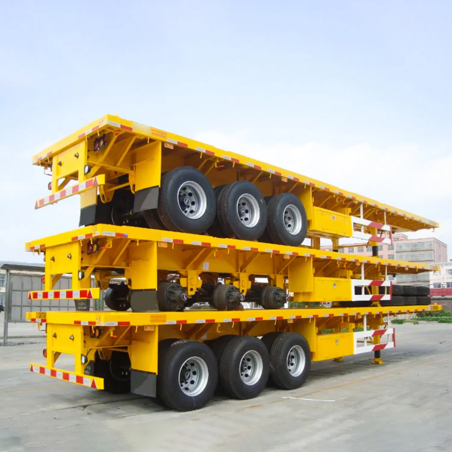 Factory Direct Sales 3-Axis Steel Flatbed Semi-Trailer Extendable Container Transport Customizable 60-Ton Flatbed Semi-Trailer