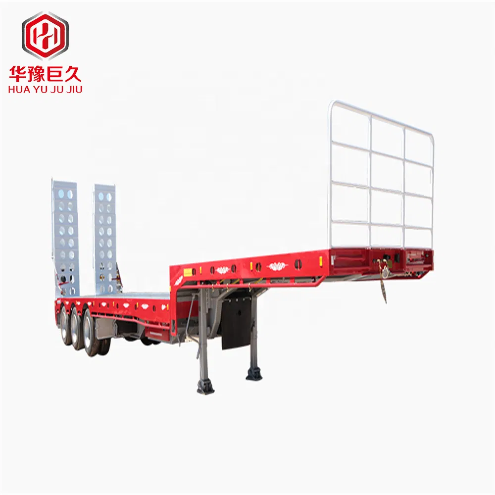 3 Axles Gooseneck Drop Deck Semi Trailer with Extendable Ladder