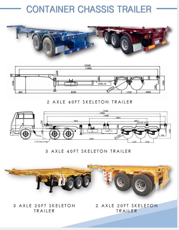 2 3 Axle 20 40 45 FT 40 60 80 100 Ton Port Frame Trailer Semi-Trailer with Rotary Lock Container Chassis Frame