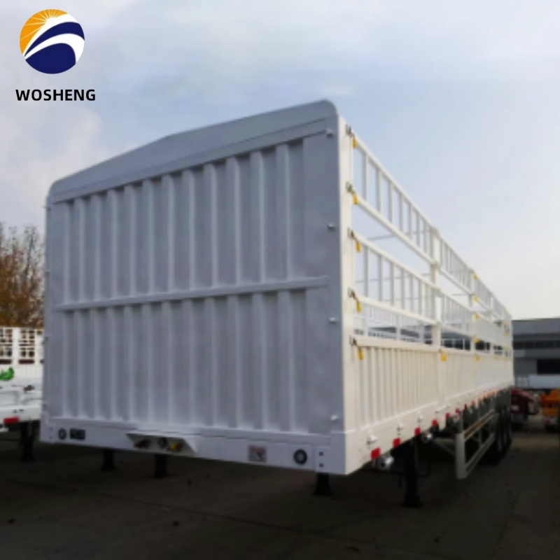 White Color Transport Cargo and Livestock Usage 3 Axle 4 Axle Flat Type Sidewall Side Fence Semi Trailer for Sale