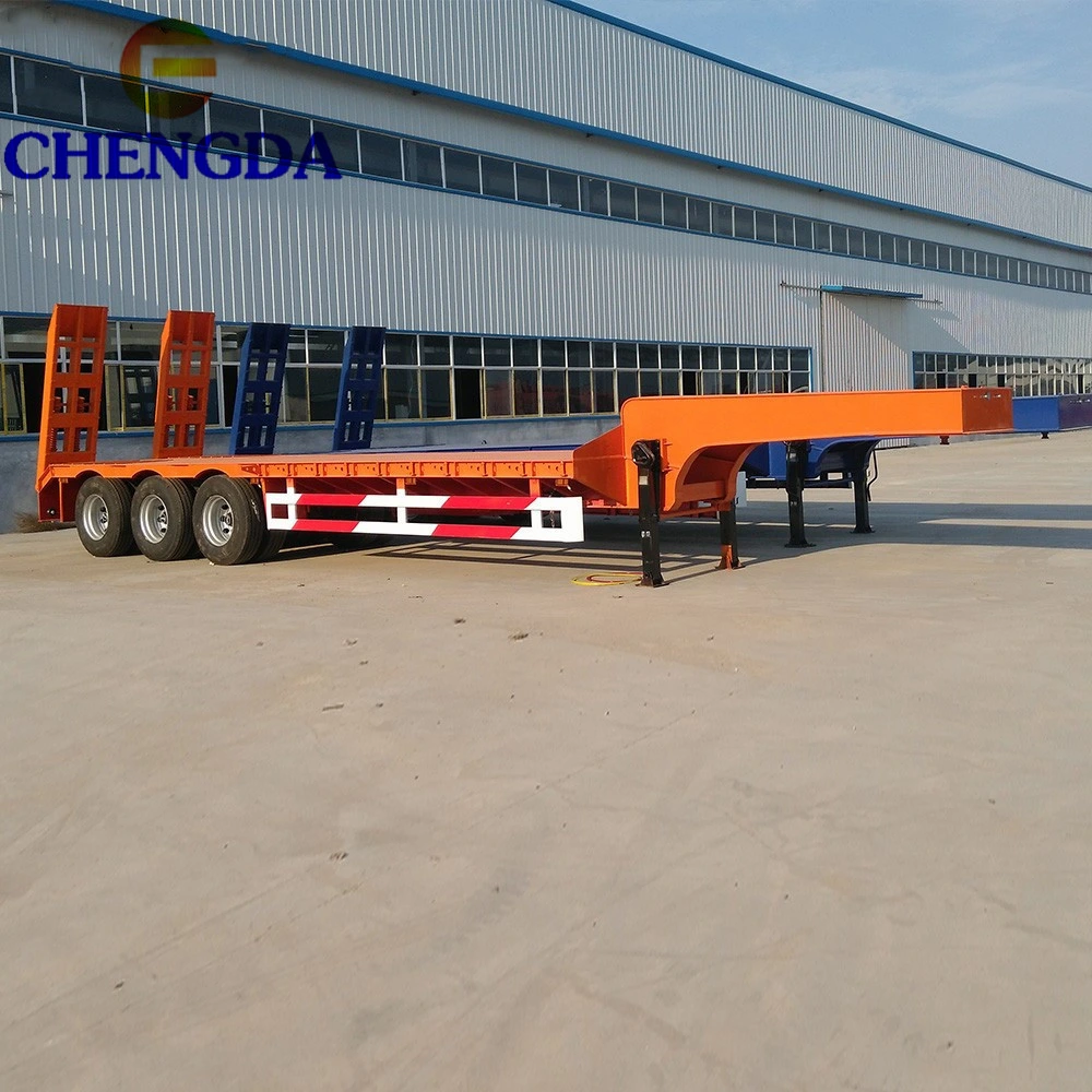 Heavy Duty 3axles Excavator Transport Gooseneck Lowboy Low Loader Bed Lowbed Semi Truck Trailer