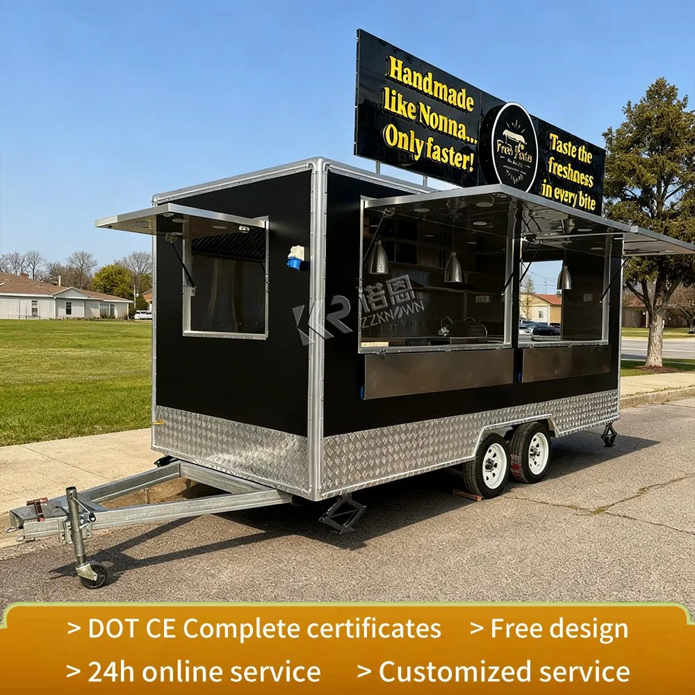 16FT Remorque Alimentaire Mobile Food Trailer Pizza Hot Dog Food Carts Shop Foodtrailer Food Truck with Full Kitchen Equipment
