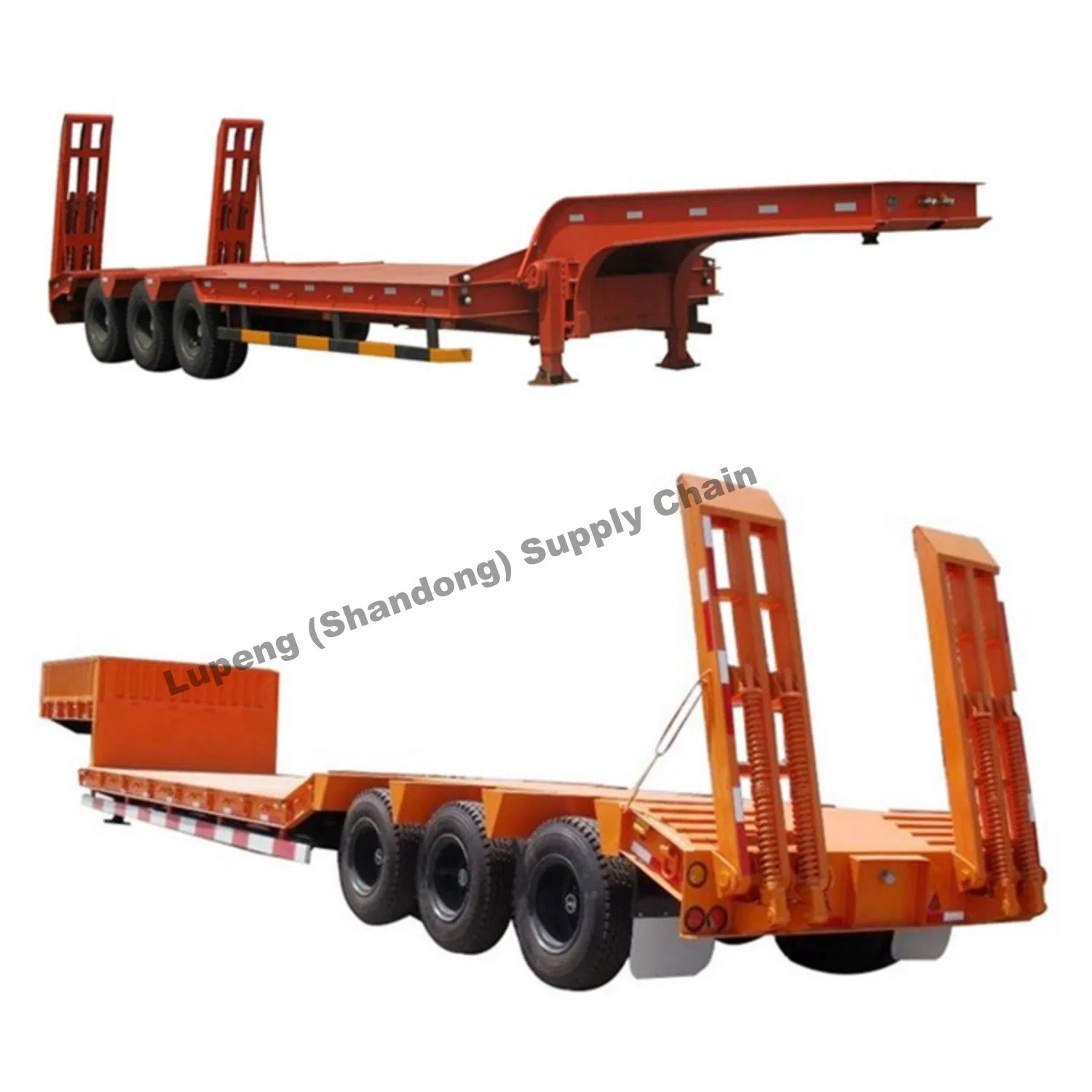 70 Ton 40FT 40 Ton Loader Extendable 50 Tons Hydraulic 3 Axle Lowbed Truck Lowboy Low Bed Semi Trailer for Sale