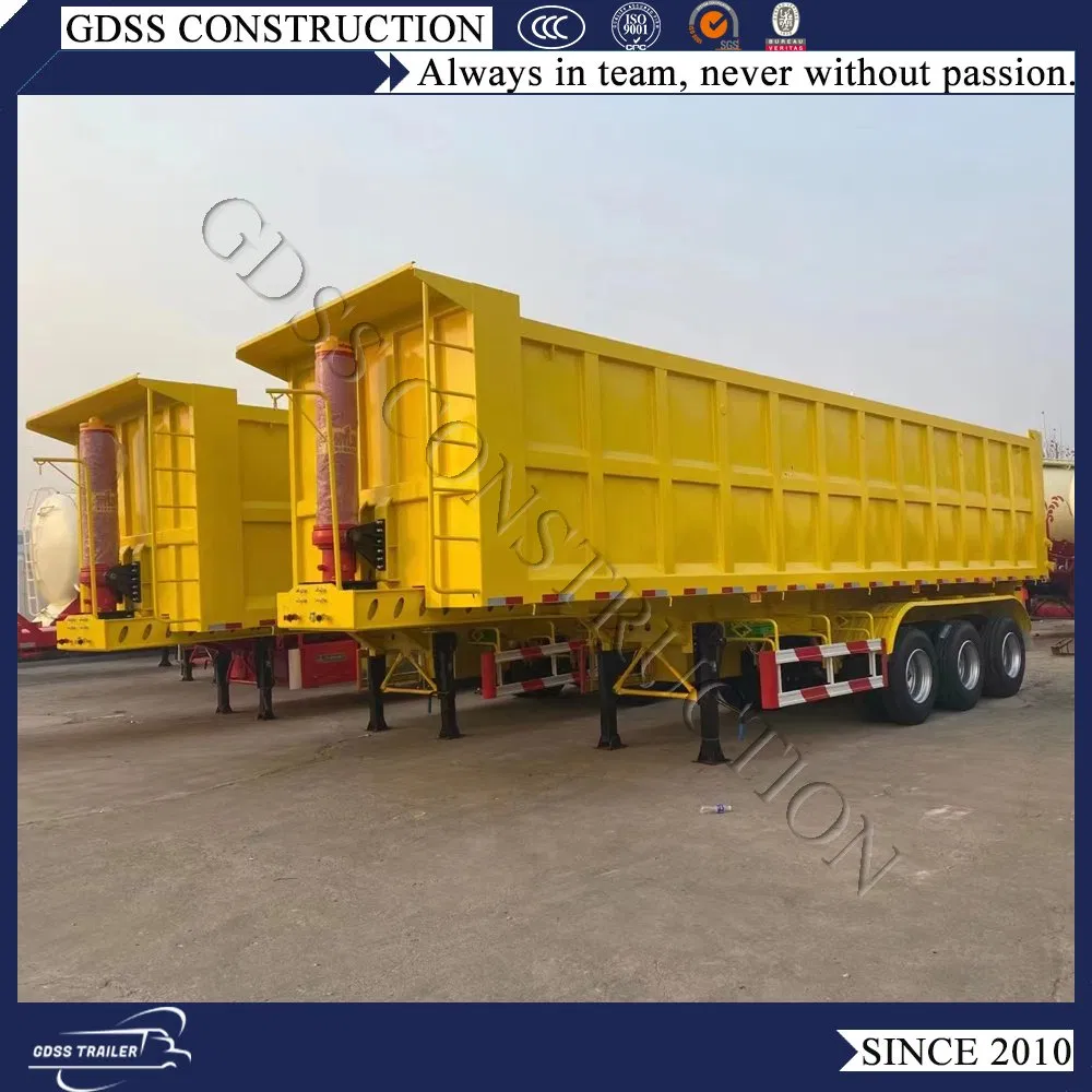 Loading 60 Tons Grains Stones Rear Tipper Truck Semi Trailer